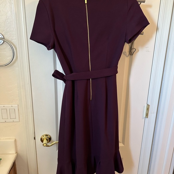 Purple Calvin Klein work dress with ruffles - Picture 2 of 2